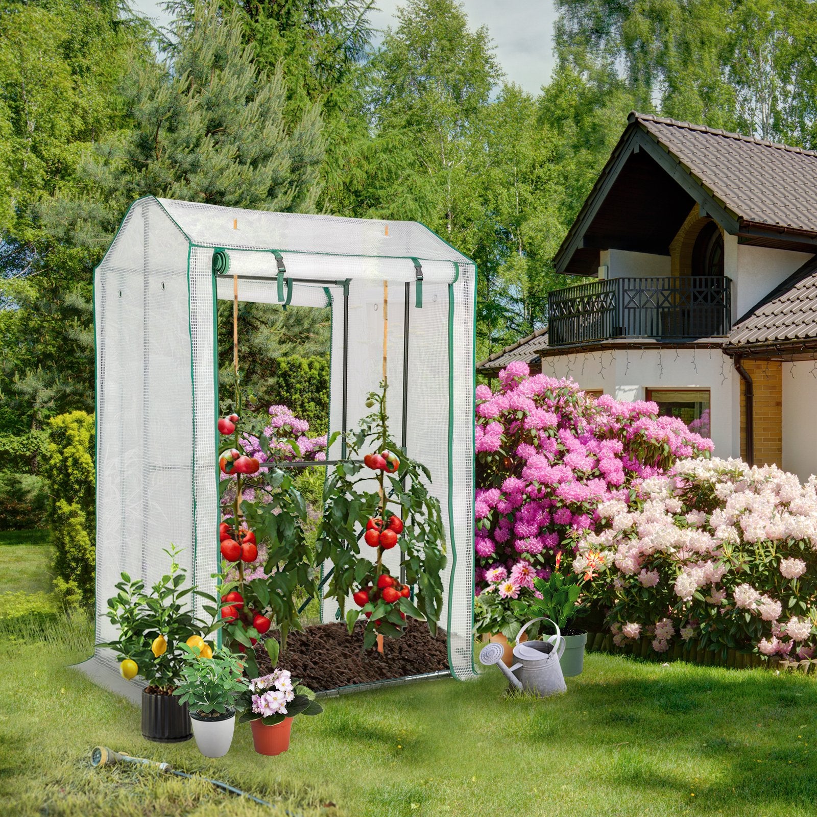 Walk-in Garden Greenhouse Warm House for Plant Growing, White - Gallery Canada