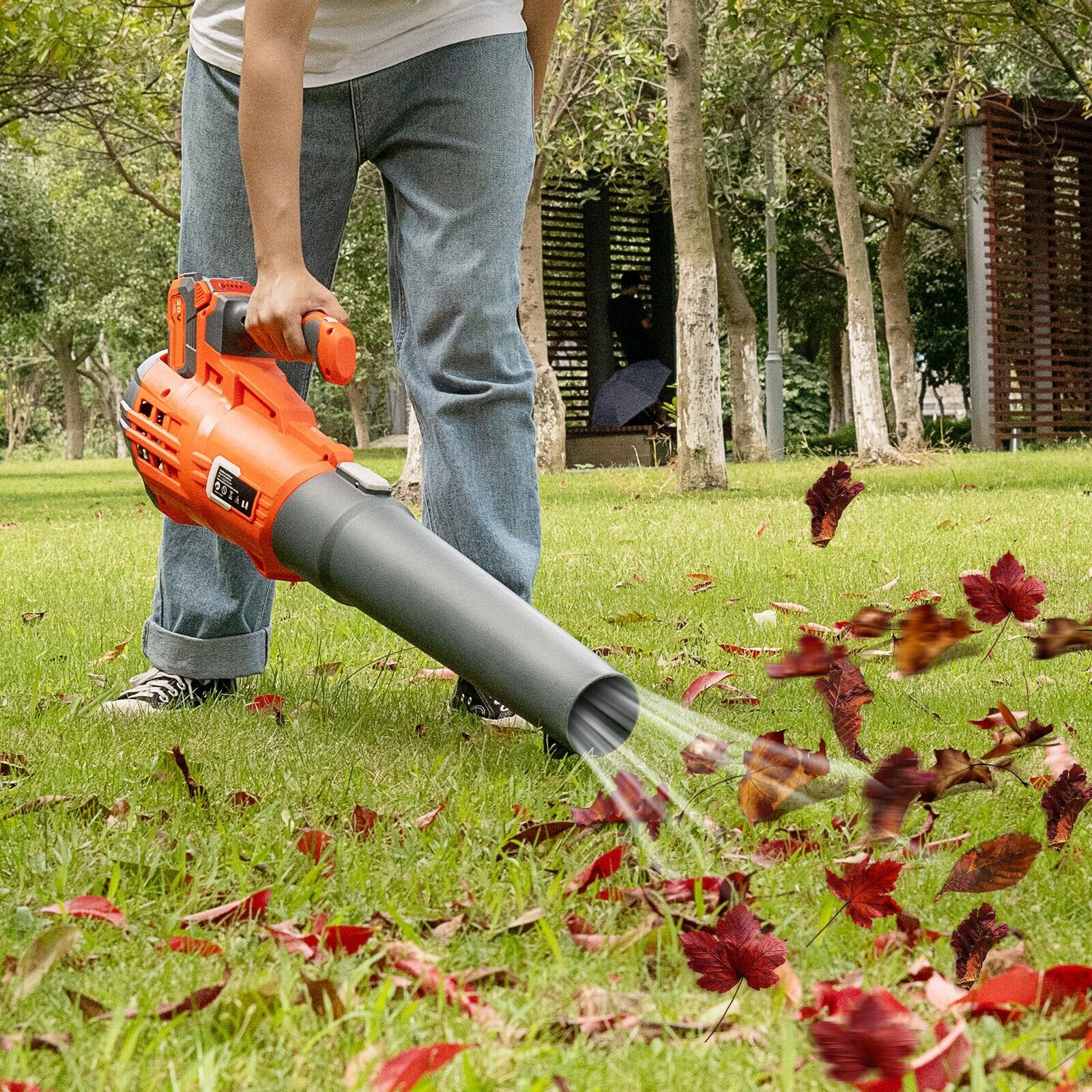 Electrical Cordless Leaf Blower with Battery and Charger, Orange - Gallery Canada
