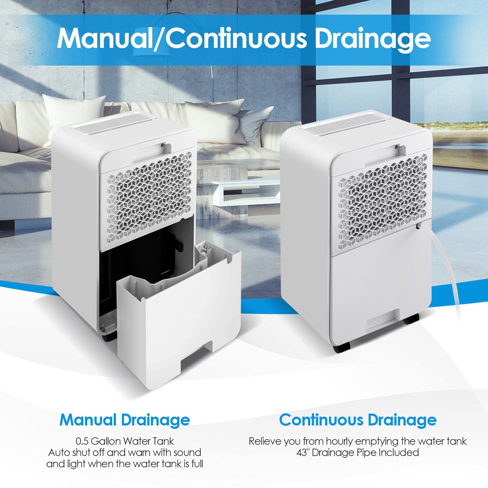 32 Pints 2000 Sq. Ft Dehumidifier for Home and Basements with 3-Color Digital Display, White Dehumidifiers at Gallery Canada