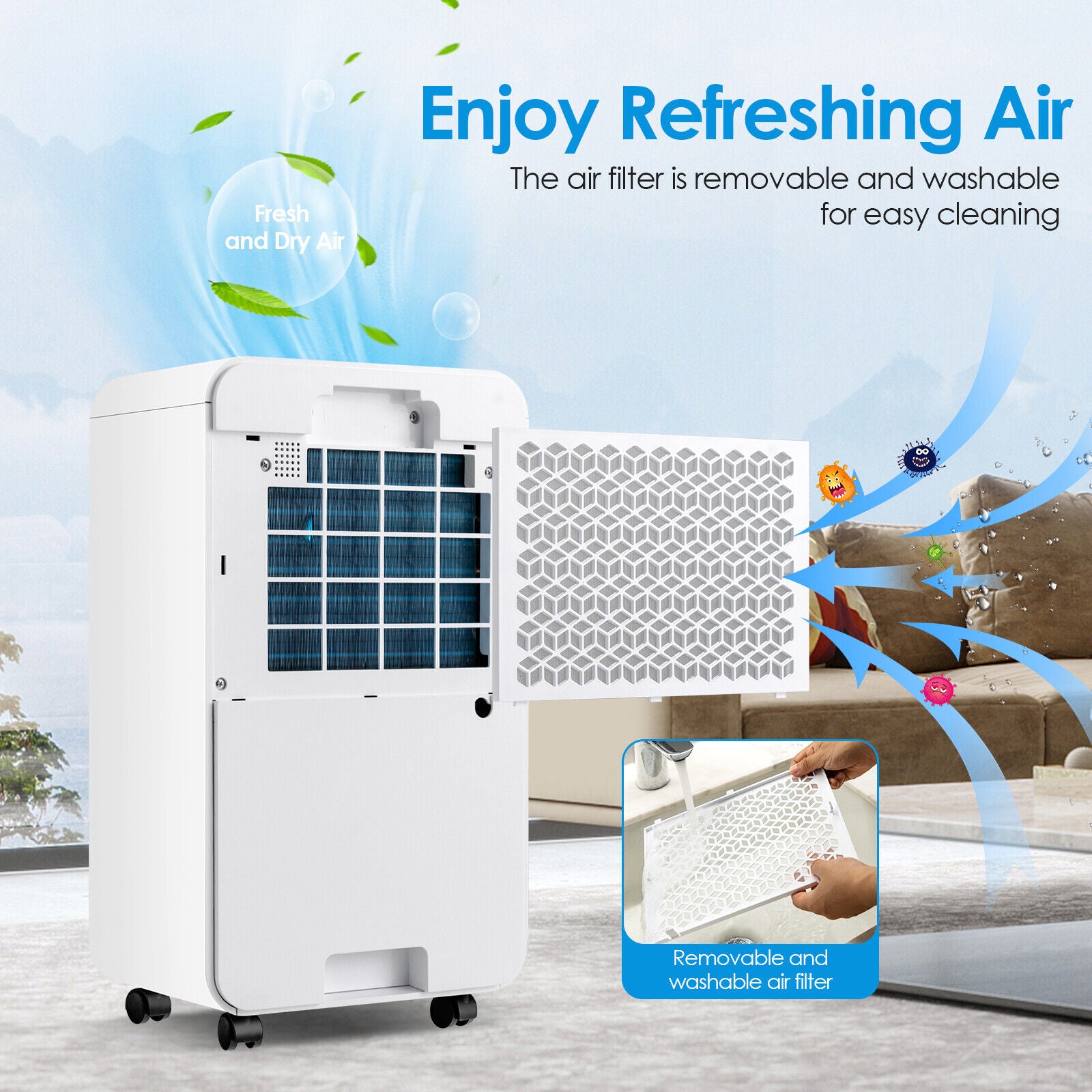 32 Pints 2000 Sq. Ft Dehumidifier for Home and Basements with 3-Color Digital Display, White Dehumidifiers at Gallery Canada