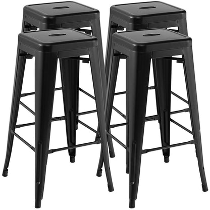 30 Inch Bar Stools Set of 4 with Square Seat and Handling Hole, Black Bar Stools   at Gallery Canada