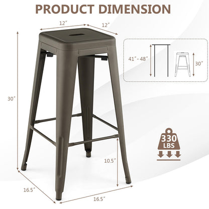 30 Inch Bar Stools Set of 4 with Square Seat and Handling Hole, Gun Bar Stools   at Gallery Canada