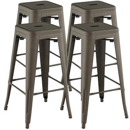 30 Inch Bar Stools Set of 4 with Square Seat and Handling Hole, Gun Bar Stools   at Gallery Canada