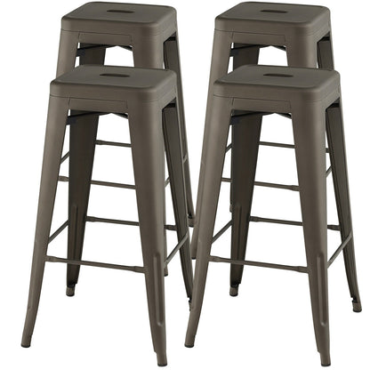 30 Inch Bar Stools Set of 4 with Square Seat and Handling Hole, Gun Bar Stools   at Gallery Canada