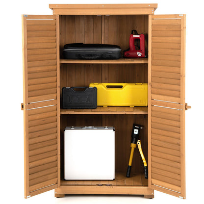Outdoor Wooden Garden Tool Storage Cabinet, Natural Sheds & Outdoor Storage   at Gallery Canada