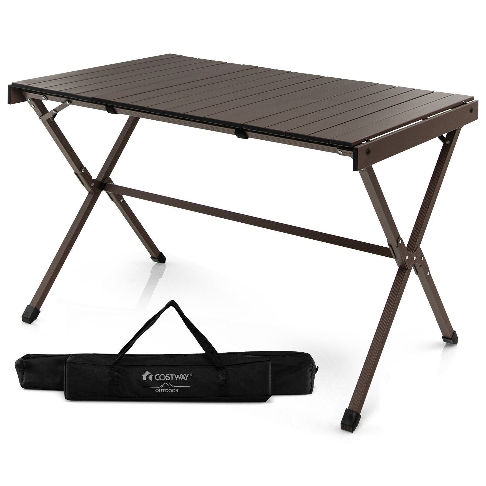 4-6 Person Portable Aluminum Camping Table with Carrying Bag, Brown Camping Furniture   at Gallery Canada