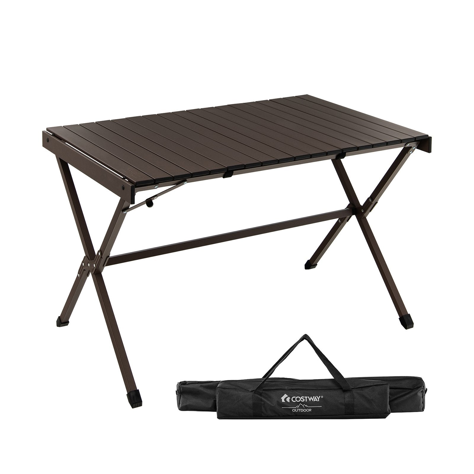 4-6 Person Portable Aluminum Camping Table with Carrying Bag, Brown Camping Furniture   at Gallery Canada