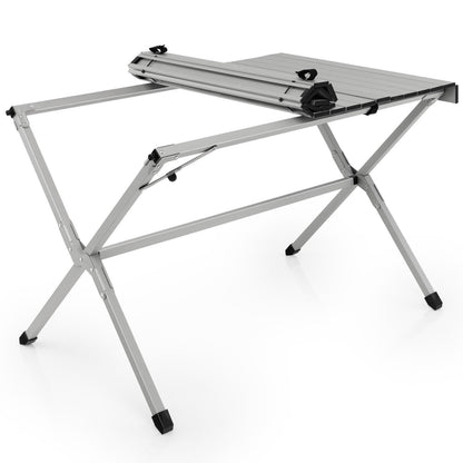 4-6 Person Portable Aluminum Camping Table with Carrying Bag, Gray - Gallery Canada