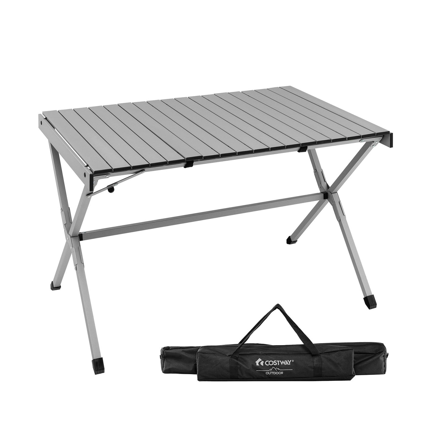 4-6 Person Portable Aluminum Camping Table with Carrying Bag, Gray - Gallery Canada