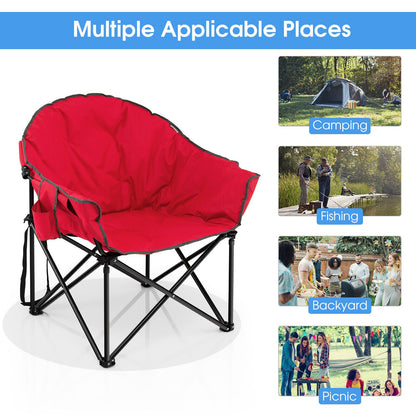 Folding Camping Moon Padded Chair with Carrying Bag, Red - Gallery Canada