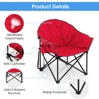 Folding Camping Moon Padded Chair with Carrying Bag, Red - Gallery Canada