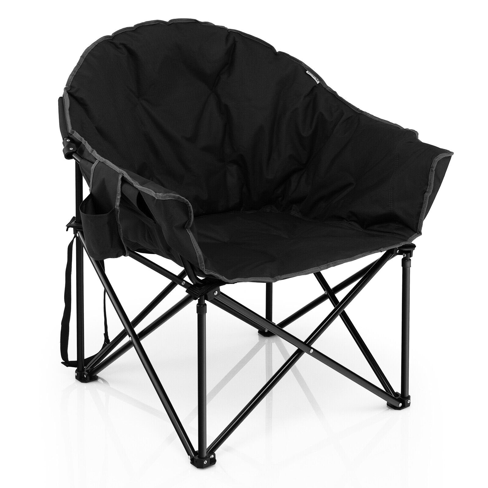 Folding Camping Moon Padded Chair with Carrying Bag, Black - Gallery Canada