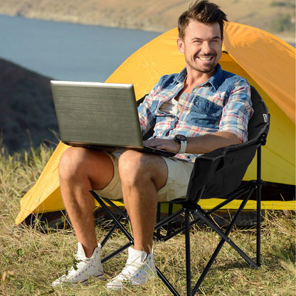 Folding Camping Moon Padded Chair with Carrying Bag, Black Camping Furniture   at Gallery Canada