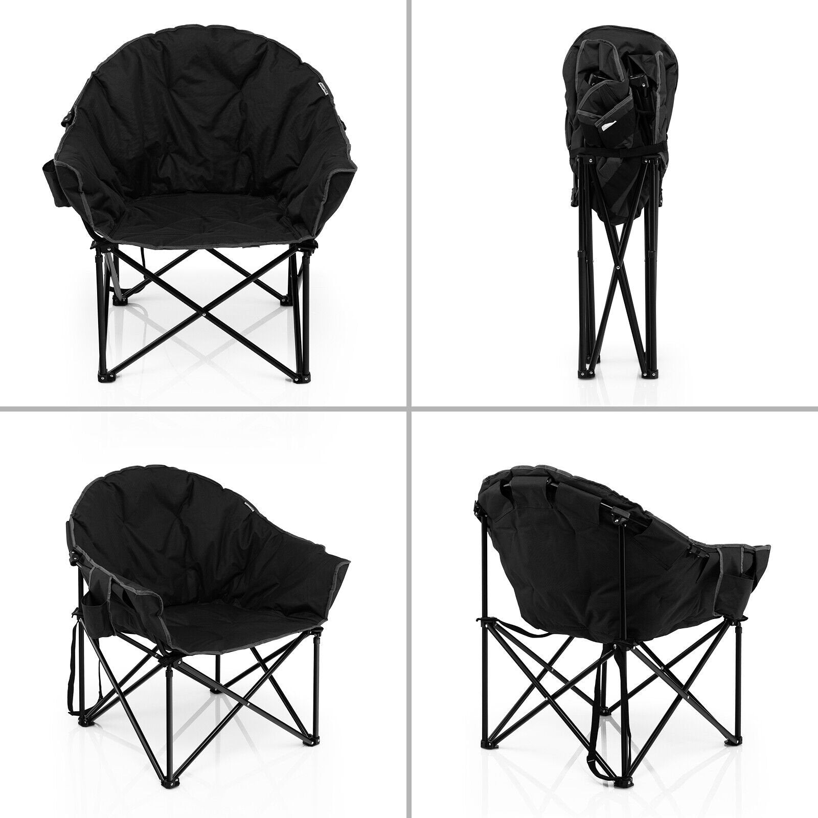 Folding Camping Moon Padded Chair with Carrying Bag, Black Camping Furniture   at Gallery Canada