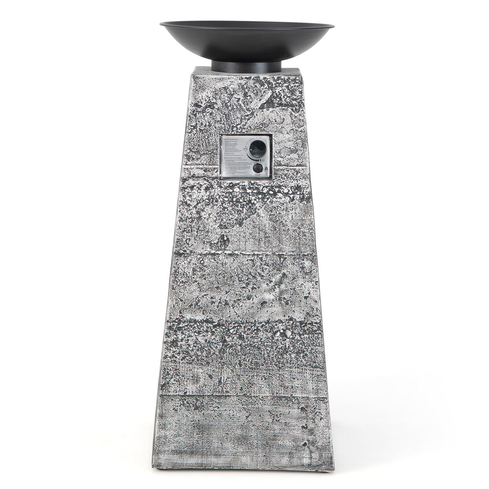 48 Inch Propane Fire Bowl Column with Lava Rocks and PVC Cover, Gray Fire Pits Gray at Gallery Canada