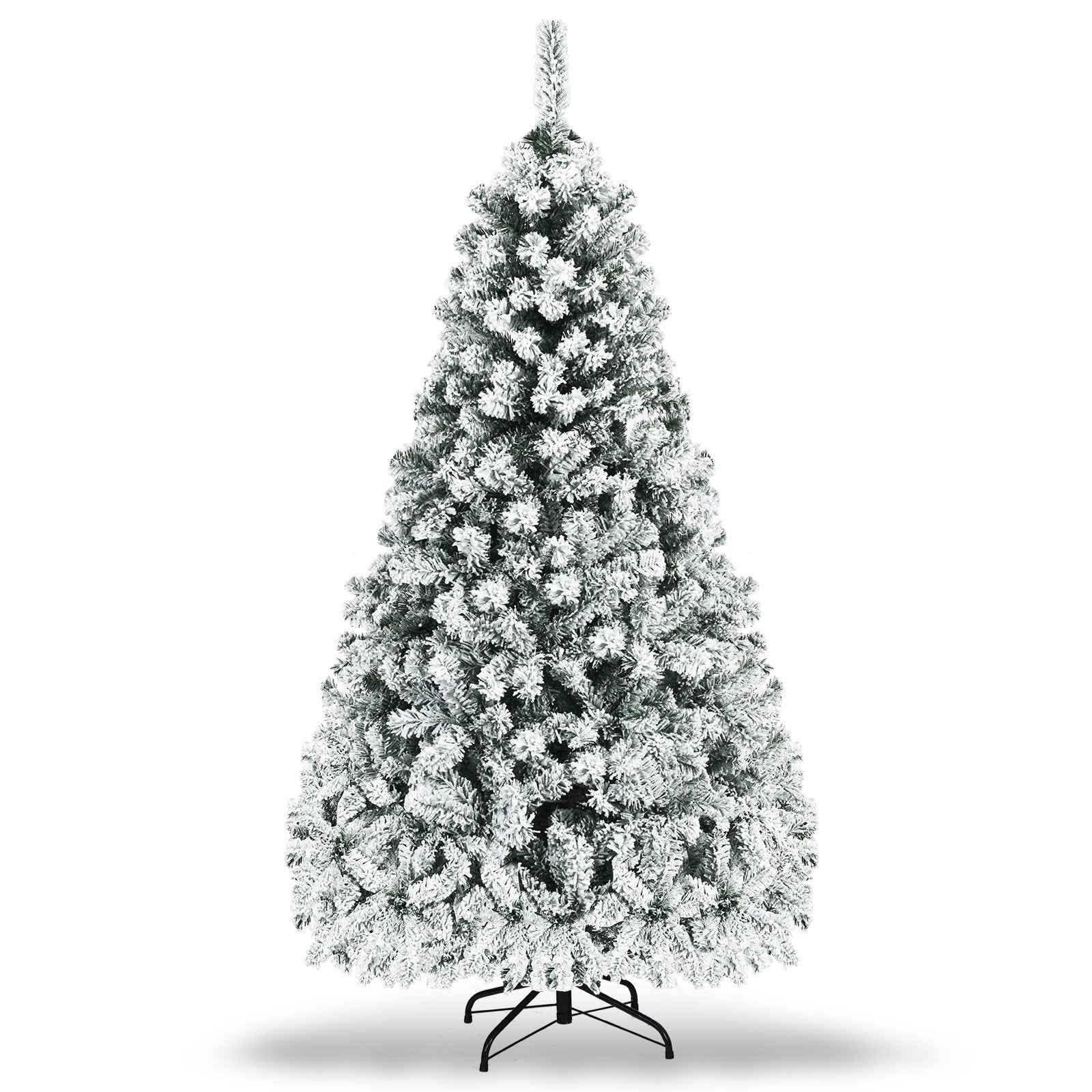 Pre-Lit Premium Snow Flocked Hinged Artificial Christmas Tree-6 ft, White Christmas Tree   at Gallery Canada