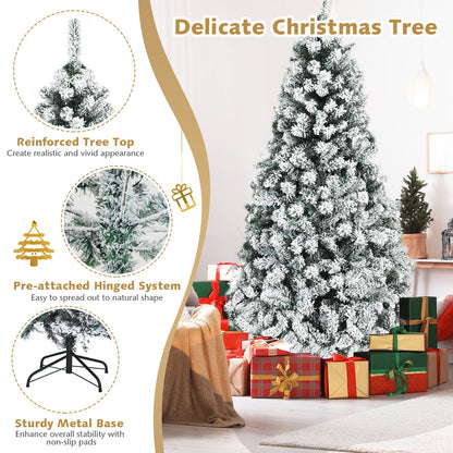 Pre-Lit Premium Snow Flocked Hinged Artificial Christmas Tree-6 ft, White Christmas Tree   at Gallery Canada