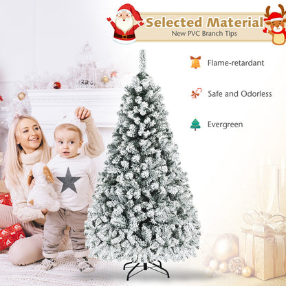 Pre-Lit Premium Snow Flocked Hinged Artificial Christmas Tree-6 ft, White Christmas Tree   at Gallery Canada