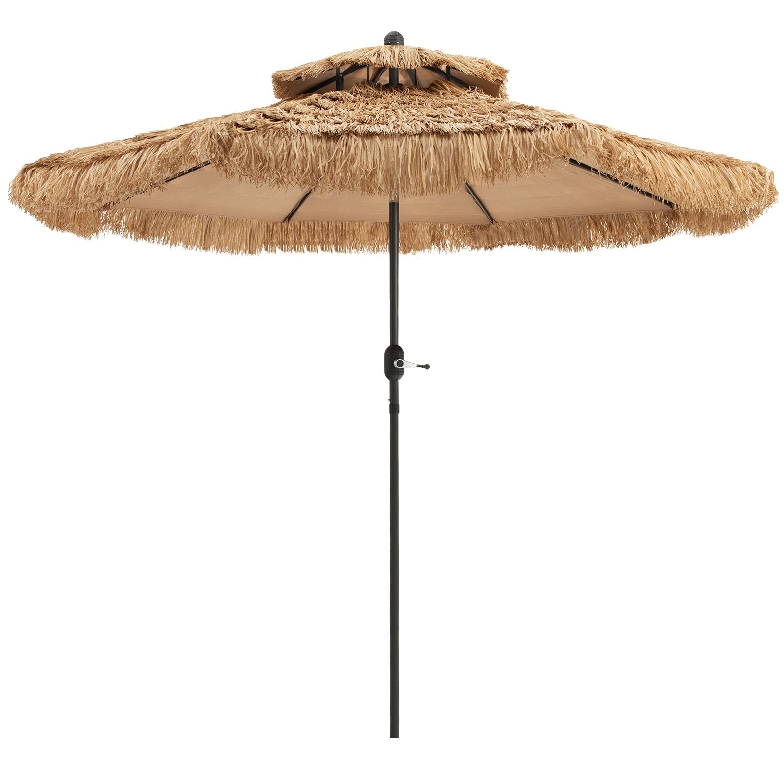 9 Feet Thatched Tiki Umbrella with 8 Ribs, Natural Outdoor Umbrellas   at Gallery Canada