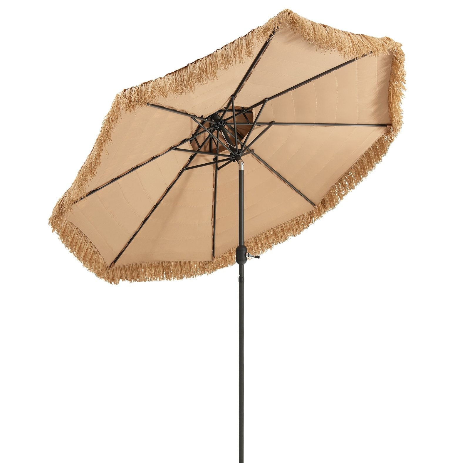 9 Feet Thatched Tiki Umbrella with 8 Ribs, Natural Outdoor Umbrellas   at Gallery Canada