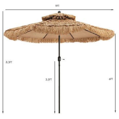 9 Feet Thatched Tiki Umbrella with 8 Ribs, Natural Outdoor Umbrellas   at Gallery Canada