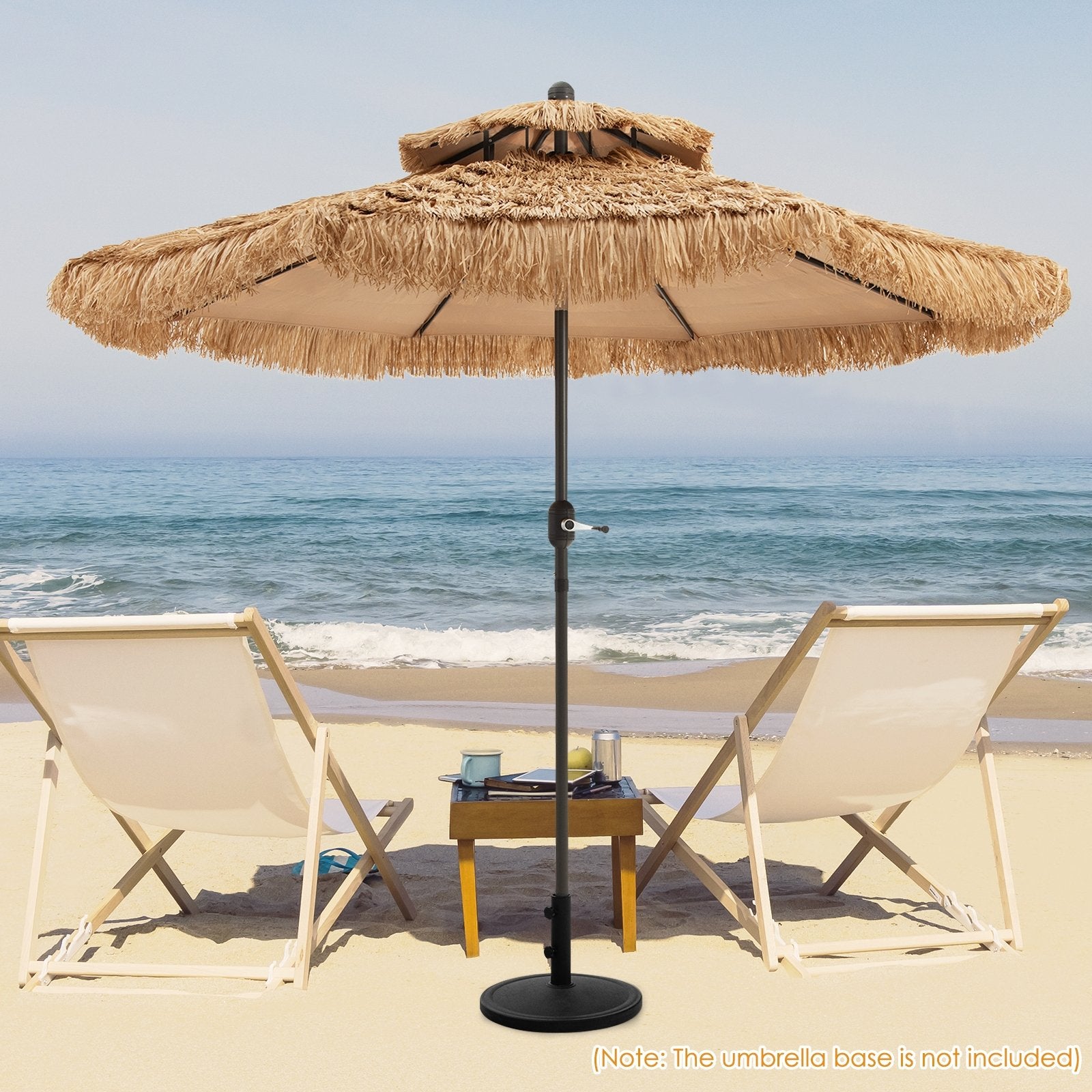 9 Feet Thatched Tiki Umbrella with 8 Ribs, Natural Outdoor Umbrellas   at Gallery Canada