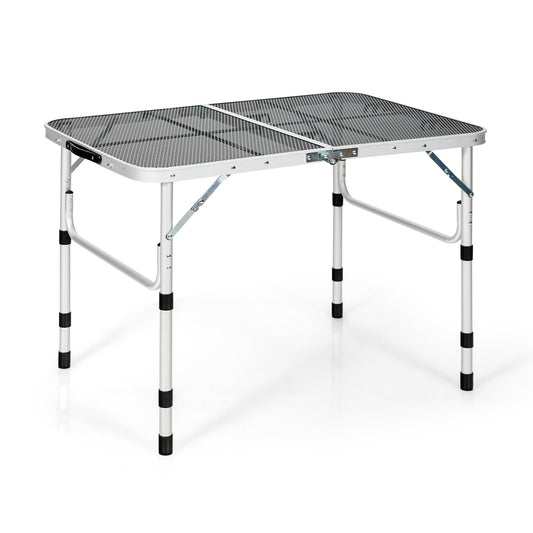 Folding Grill Table for Camping Lightweight Aluminum Metal Grill Stand Table, Silver - Gallery Canada