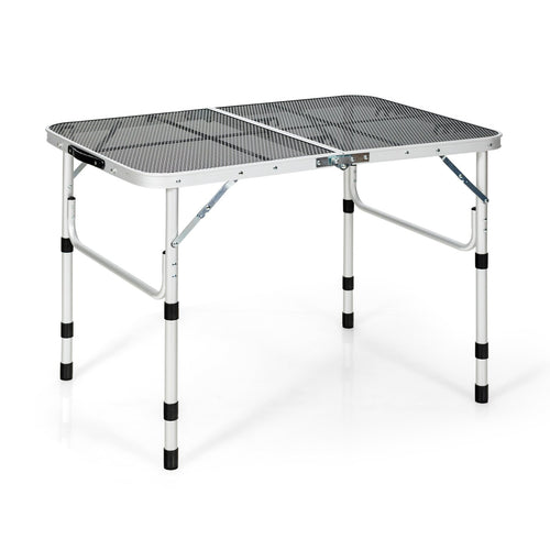 Folding Grill Table for Camping Lightweight Aluminum Metal Grill Stand Table, Silver