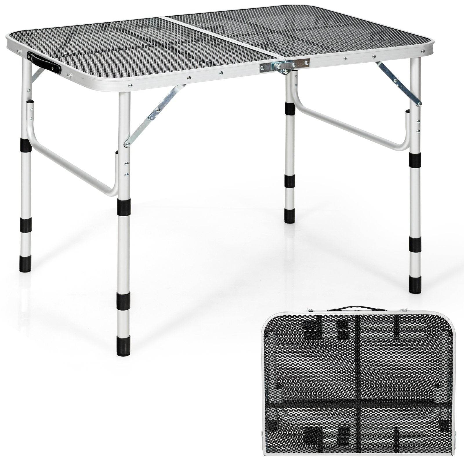 Folding Grill Table for Camping Lightweight Aluminum Metal Grill Stand Table, Silver Camping Furniture   at Gallery Canada