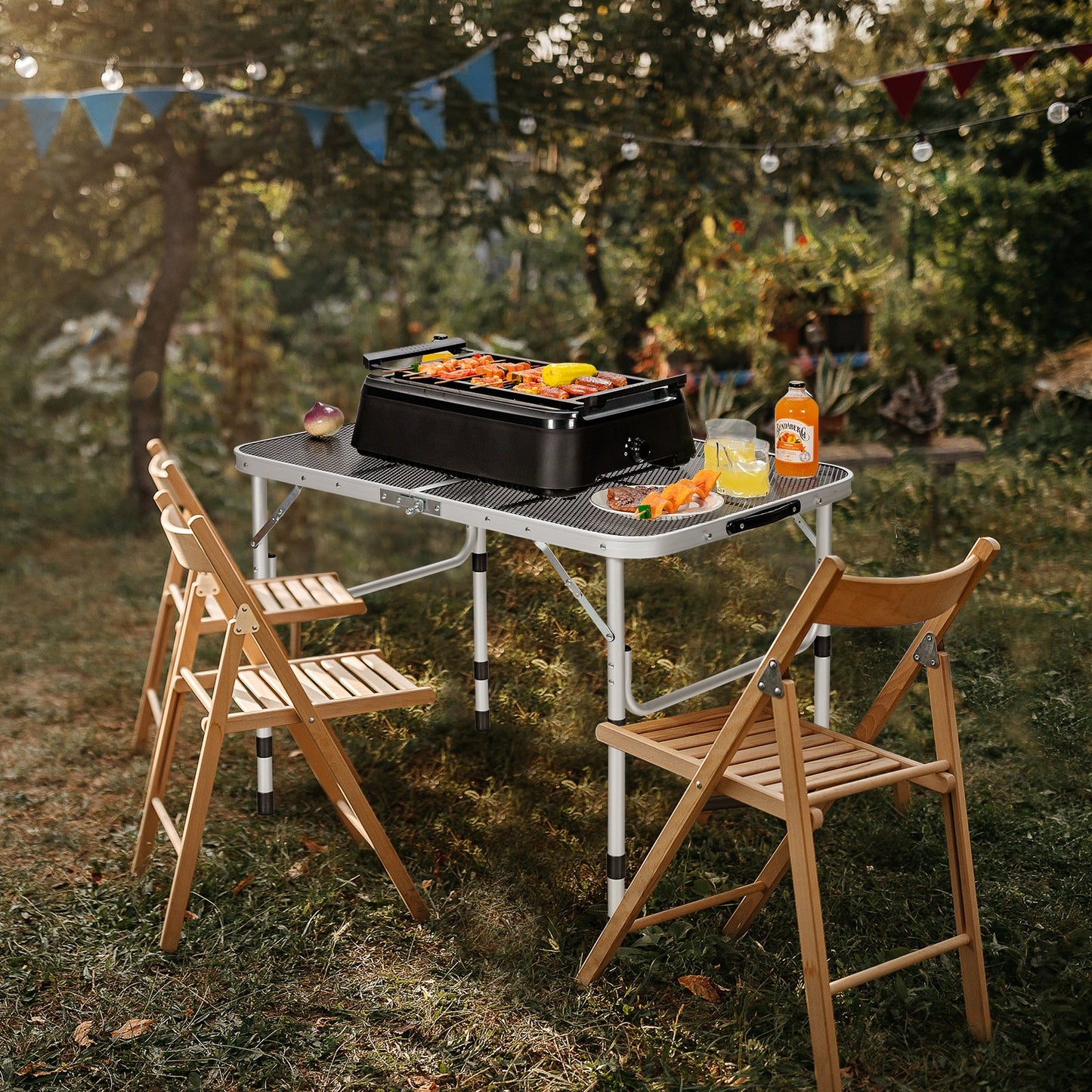 Folding Grill Table for Camping Lightweight Aluminum Metal Grill Stand Table, Silver Camping Furniture   at Gallery Canada