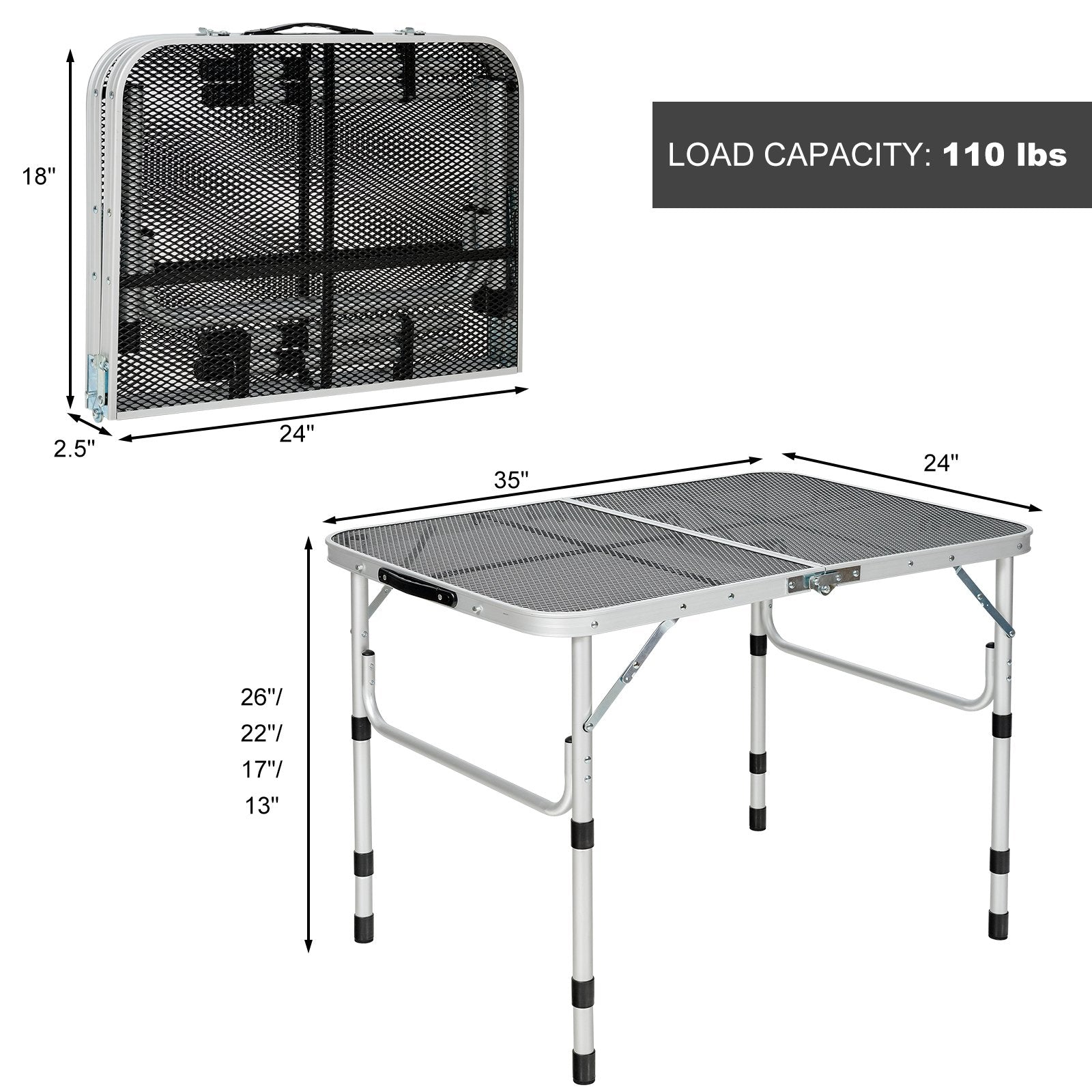 Folding Grill Table for Camping Lightweight Aluminum Metal Grill Stand Table, Silver Camping Furniture   at Gallery Canada