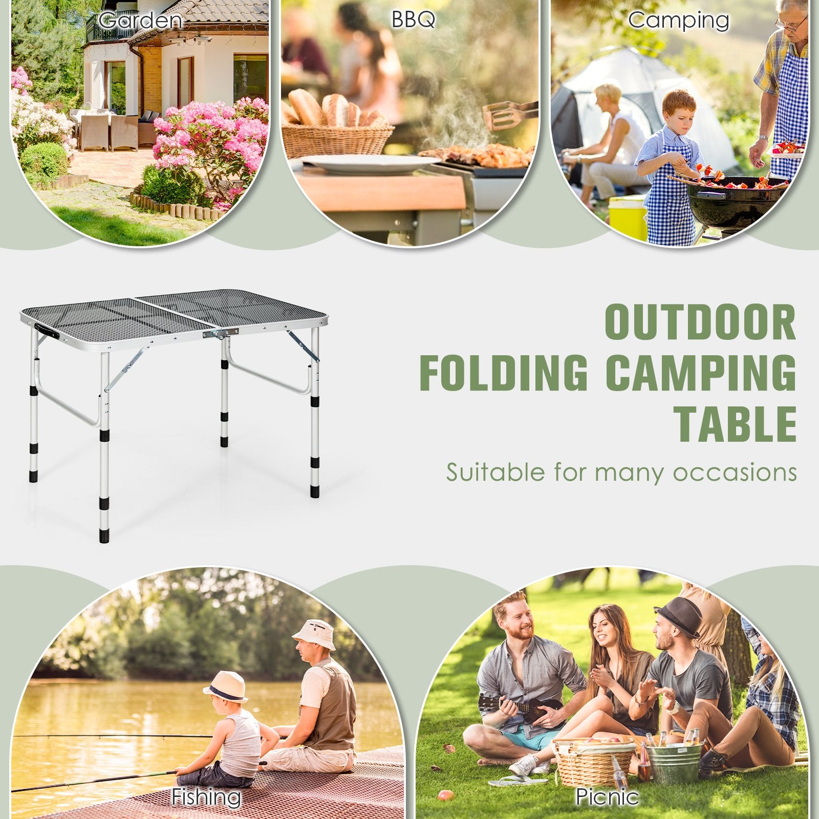 Folding Grill Table for Camping Lightweight Aluminum Metal Grill Stand Table, Silver Camping Furniture   at Gallery Canada