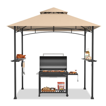 8 x 5 Feet Outdoor Barbecue Grill Gazebo Canopy Tent BBQ Shelter , Beige Gazebos   at Gallery Canada