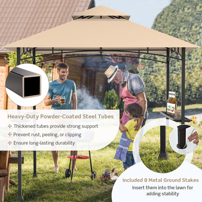 8 x 5 Feet Outdoor Barbecue Grill Gazebo Canopy Tent BBQ Shelter , Beige Gazebos   at Gallery Canada