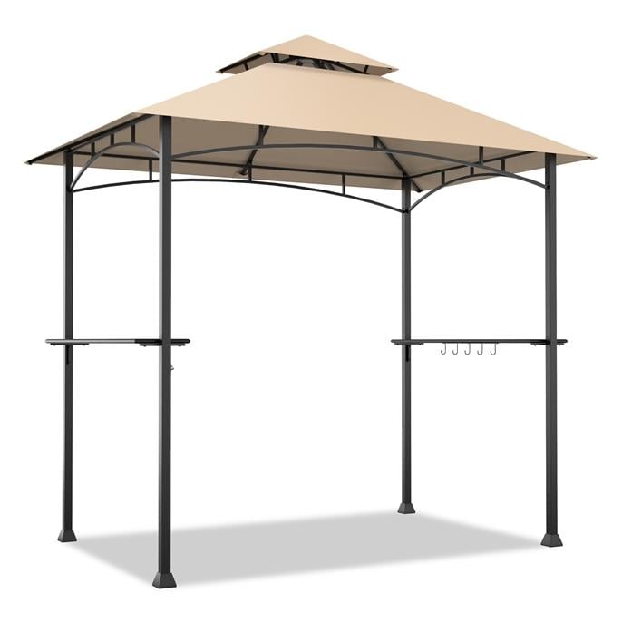 8 x 5 Feet Outdoor Barbecue Grill Gazebo Canopy Tent BBQ Shelter , Beige Gazebos   at Gallery Canada