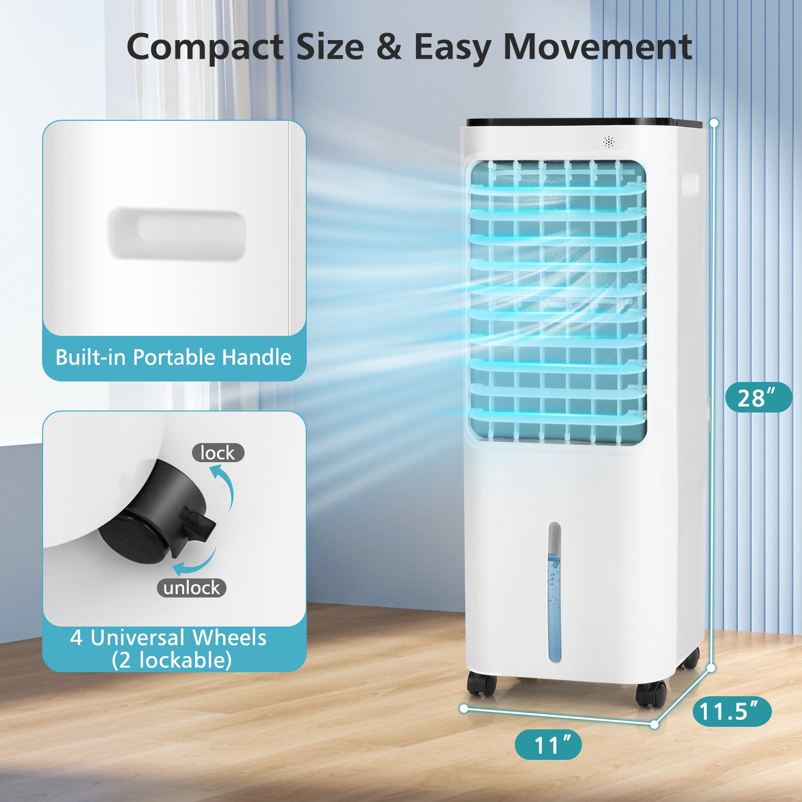 4-in-1 Evaporative Air Cooler with 12L Water Tank and 4 Ice Boxes, White Air Coolers at Gallery Canada