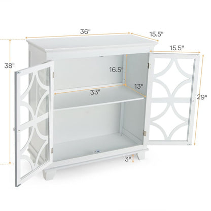 Kitchen Buffet Sideboard with Glass Doors and Adjustable Shelf, White Sideboards Cabinets & Buffets   at Gallery Canada