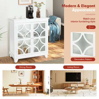 Kitchen Buffet Sideboard with Glass Doors and Adjustable Shelf, White Sideboards Cabinets & Buffets   at Gallery Canada