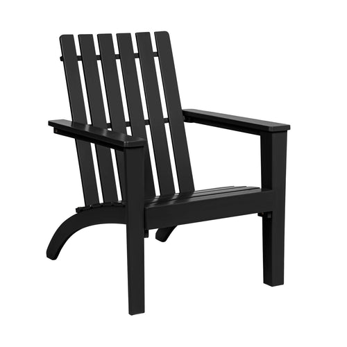 Outdoor Durable Patio Acacia Wood Adirondack Lounge Armchair, Black