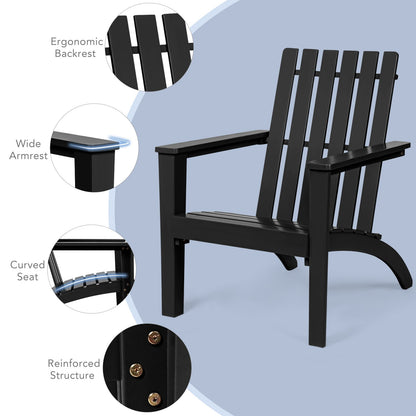 Outdoor Durable Patio Acacia Wood Adirondack Lounge Armchair, Black Adirondack Chairs   at Gallery Canada