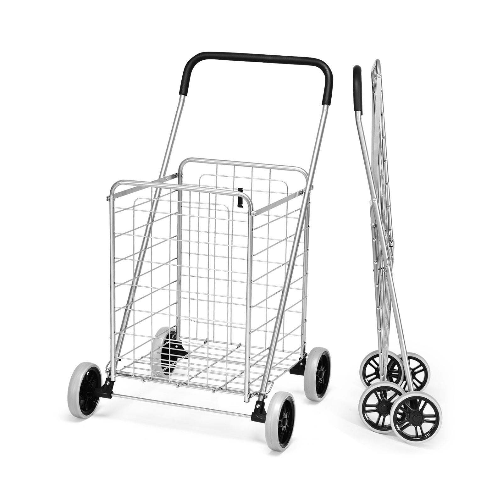 Portable Folding Shopping Cart Utility for Grocery Laundry, Silver Kitchen Tools   at Gallery Canada