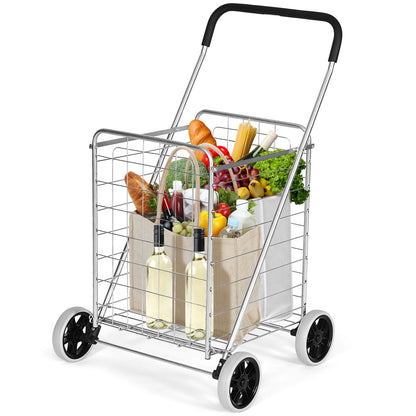 Portable Folding Shopping Cart Utility for Grocery Laundry, Silver Kitchen Tools   at Gallery Canada