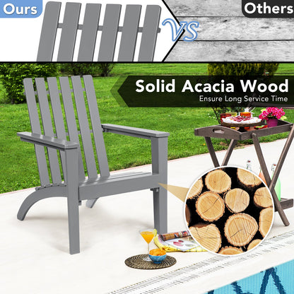 Outdoor Durable Patio Acacia Wood Adirondack Lounge Armchair, Gray Adirondack Chairs   at Gallery Canada