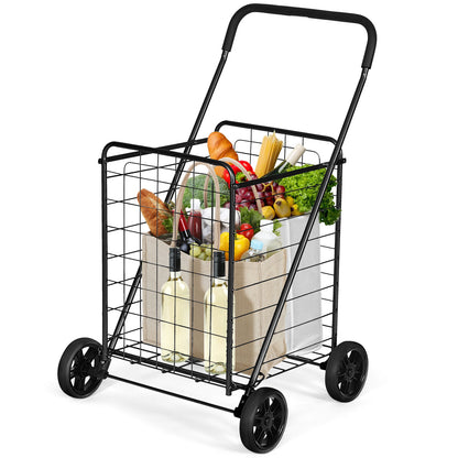 Portable Folding Shopping Cart Utility for Grocery Laundry, Black Kitchen Tools   at Gallery Canada