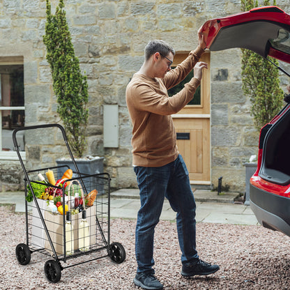 Portable Folding Shopping Cart Utility for Grocery Laundry, Black Kitchen Tools   at Gallery Canada