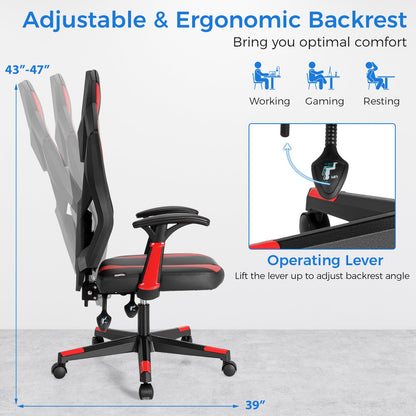Gaming Chair with Adjustable Mesh Back, Red - Gallery Canada