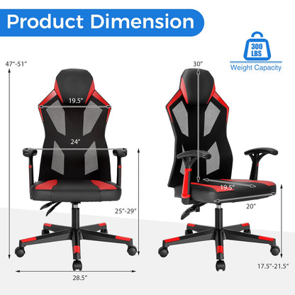 Gaming Chair with Adjustable Mesh Back, Red - Gallery Canada