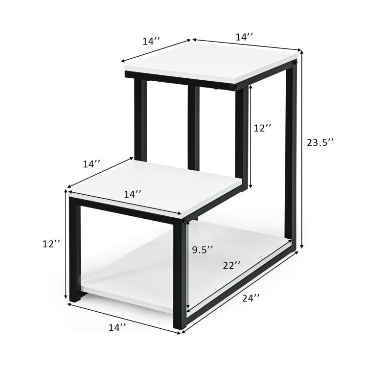 3-Tier Sofa Side Table Night Stand, White End & Side Tables   at Gallery Canada