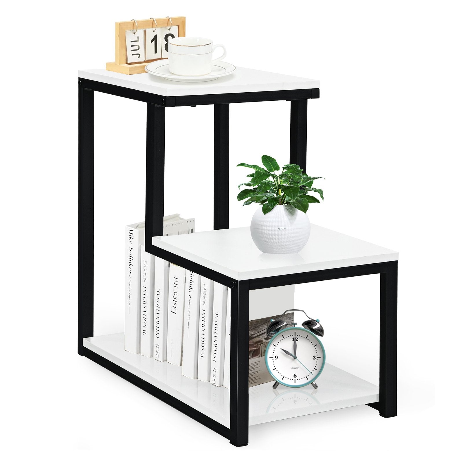 3-Tier Sofa Side Table Night Stand, White End & Side Tables   at Gallery Canada