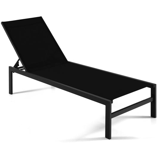 6-Position Chaise Lounge Chairs with Rustproof Aluminium Frame, Black - Gallery Canada
